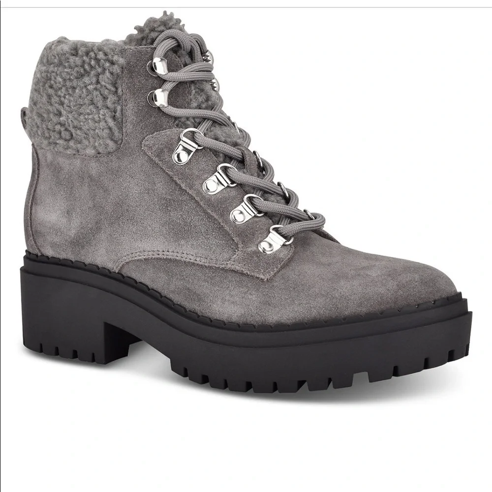 Marc Fisher faux fur hiker boots, never worn , dark grey. Still brand new - Picture 3 of 8